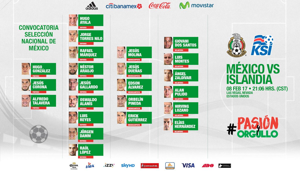 Convocatoria Seleccion Mexicana vs Islandia amistoso 2017